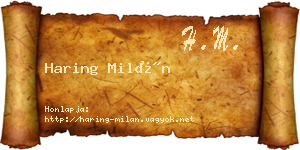 Haring Milán névjegykártya